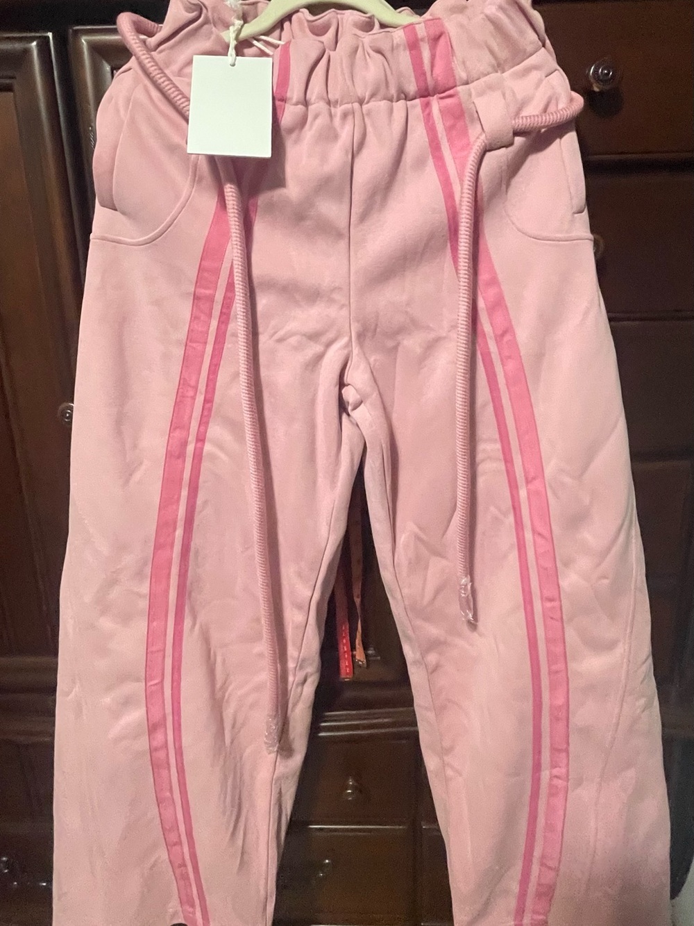 Aelfric Eden Pink Striped Drawstring Waist barrel sweatpants - Picture 11 of 16